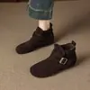 Botines para mujer Birkenstock, nuevos botines estilo Martin coreano Otoño/Invierno 2026, de suela plana para mujer, forrados de felpa, versátiles botines de algodón para otoño