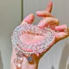 Diseño de Plata 925 Hielo Vítreo Transparente Cristal Blanco Natural Diseño Pulsera de Múltiples Círculos Pulsera