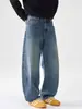 Jeans holgados de pierna ancha Muqiu para hombre, estilo americano moderno, para hombre y mujer, pantalones largos lavados