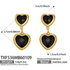 Set de Pendientes, Collar y Pulsera con Piedras de Cristal en Forma de Corazón, Estilo Nuevo Europeo y Americano, con Cadena de Acero Inoxidable Chapada en Oro de 18 Quilates