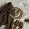 Novo Chapéu Chapéu de Palha Panamá Estilo Francês Feminino Férias Praia Protetor Solar Jazz Jeans Palha Tecido Chapéu