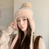 Nuevo gorro de punto lindo de otoño e invierno, forrado de polar, engrosado y cálido, gorro de aviador de invierno, sombrero de lana tejido para proteger las orejas para ciclismo