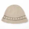 Cachemira 2026 Otoño/Invierno Nuevo Estilo Japonés para Mujer Sombrero de Pescador Bloque de Color Tejido a Mano Resistente Sombrero de Punto Grueso Cálido