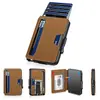 Porta-Cartões de Alumínio com Empurrador Lateral para Comércio Exterior Ultra Fino Multifuncional de Grande Capacidade Carteira de Couro Business para Homem