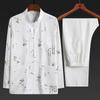 Traje Tang de Manga Larga de Primavera y Verano para Hombre, Traje Casual, Estilo Chino, Camisa para Personas de Mediana Edad y Ancianos, Ropa Hanfu de Papá y Abuelo
