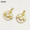 WT-JP395 Patrón de Concha Redonda Blanca Clásica Perla Tallada Chapado en Oro de 18k Incrustación Accesorios de Joyería Hechos a Mano