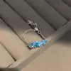 Collar Colgante de Zirconia Azul Forma de Gota de Agua para Verano Fresco, Cadena de Clavícula de Lujo Ligero Estilo Nicho, Estilo Minimalista con un Toque de Sofisticación