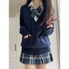 Conjunto de Outono 2025 Nova Moda Estilo Quente Feminino Estilo Japonês Estilo Preppy Cardigã de Tricô Manga Longa Solto Jaqueta JK para Mulheres