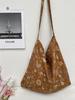 Bolso de lona con estampado floral fresco de Dongdaemun, estilo coreano, para mujer, estilo urbano, combinable, para debajo del brazo, precio unitario, gran capacidad.