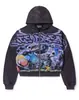Moletom com Capuz para Casal de Marca de Moda de Rua Y2K Estilo Europeu e Americano Transfronteiriço, Jaqueta com Zíper Camuflada Floral Retrô Americana
