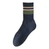 Calcetines de Algodón para Hombre Otoño e Invierno Estilo Grueso Medio Cepillado Dos Rayas Media Pantorrilla Calcetines de Algodón Calcetines de Rizo Cálidos para Hombre Color Sólido Algodón