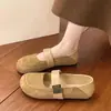 Sapatos Mary Jane Femininos, Estilo Retrô Francês, Sapatos de Uma Sola Planos com Bico Redondo, Modelo 2026, Tira Única, Confortáveis, Boca Rasa, Camurça, Sapatos Marrons