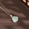 Collar de Buda de Jade de Plata de Ley S925 para Mujer Exquisito Incrustado de Diamantes Estilo Chino Lujo Accesible Nicho Cadena para Clavícula Buda Maitreya