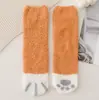 Calcetines de Coral Fleece para Mujer en Otoño e Invierno Espesos Cálidos Forrados de Polar para el Hogar Dormir Toalla Suelo Calcetines de Garra de Gato