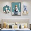 Pintura Decorativa Moderna Simple para Habitación Infantil Pintura Colgante de Cabecera para Dormitorio Murales de Fondo para Habitación de Niños y Niñas con Animales de Dibujos Animados