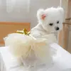 PETCIRCLE Ropa para Mascotas para Perros Pequeños y Cachorros, Lindo Vestido de Malla Multicapa Esponjoso, Vestido de Boda Dorado