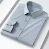 Camisa masculina de manga longa transfronteiriça, vestimenta executiva plus size, top de fibra de bambu sem ferro e anti-rugas, camisa masculina para usar sob um terno