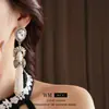Brincos Exagerados Vintage da Antiguidade Média com Pino de Prata, Borla de Diamante, Brincos de Pérola, Luxo Leve, High-end, Brincos de Indústria Pesada para Mulheres