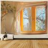 Tapiz de Ventana Falsa Paisaje Marino Ventana Decoración del Hogar Tela de Pared Sala de Estar Dormitorio Habitación de Residencia Estudiantil Tela de Fondo Paño Colgante