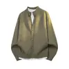 Suéter cárdigan de punto estilo retro americano CNC para hombre 2026 Otoño Invierno Marca de moda Casual Color liso Holgado Ropa exterior