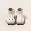Botas de caña alta de piel de conejo para niñas, nuevo estilo primavera y otoño 2025, botas estilo Martin para niñas, botines para niños pequeños, cómodas botas de cuero, versátiles