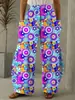 Calça Casual de Comércio Exterior Nova Estilo Boêmio Estampado Digital 3D Calça Longa para Mulheres Primavera Fina Calça de Pernas Largas