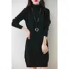 Tricô Gola Alta Raglan de Sete Pontos de Lã 100% para Mulheres no Outono e Inverno Tricô Engrossado Estilo Preguiçoso Vestido Versátil