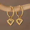Pendientes de aro con colgante en forma de corazón minimalista de alta gama europeos y americanos, material de acero inoxidable, chapados en oro real de 18 quilates, pendientes de diseño nicho