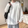 Sudadera blanca gris pesada para hombre, top de cuello redondo estilo americano holgado de otoño, chaqueta larga sin capucha de marca de moda para adolescentes