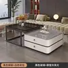 Mesa de centro de lujo ligero para sala de estar, nuevo modelo 2026, diseño moderno y simple para apartamentos pequeños, conjunto de mesa de centro y mueble de TV de losa de roca cuadrada