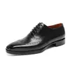 Sapatos Masculinos Brogue de Couro Genuíno com Bico Longo, Novos Modelos Transfronteiriços no Aliexpress, Sapatos Formais de Negócios para Casamento