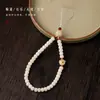 Estilo Zen Tradicional Chinês Assado na Brasa Madeira Bodhi Brinquedo Pingente de Celular Ornamento Contas de Barril Bodhi Branco Alça Curta Anti-queda para Celular Pulseira de Pulso