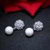 Pendientes de Flor de Zirconia de Cristal Ultra-Hada Estilo Francés, Diseño de Nicho Dulce y Elegante, Efecto Adelgazante, Clavos de Bola de Flor Vintage con Aguja de Plata 925