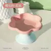 Tigela de cerâmica floral para gato em cores macaron, anti-preto no queixo, protetora de pescoço, tigela de alimentação inclinada, tigela de água para pet, tigela para cachorro de alto valor estético