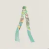 Bufanda de Seda con Cinta de Borlas para Mujer, Accesorio de Bufanda Larga, Decoración para Asa de Bolso, Pañuelo Pequeño de Seda Sarga Estilo Artístico Vintage