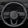 Cubierta de volante con patrón de fibra de carbono mate transfronteriza para coche, universal cuatro estaciones, antideslizante, resistente al desgaste, cosida a mano, absorbente de sudor, interior con joyas