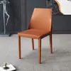 Silla de comedor de cuero de silla de montar, silla minimalista italiana para el hogar con respaldo, silla moderna simple estilo nórdico para hotel, de lujo ligero, de alta gama