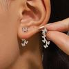 Aretes Triangulares Simples de Moda Transfronteriza Europea y Americana de Alta Gama para Mujeres, Aretes Geométricos Combinados de Doble Capa con Diamantes