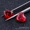 Rubí cultivado artificial rojo sangre de paloma forma de corazón gema amor k oro joyería incrustada anillo collar colgante venta al por mayor