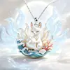 Nuevo Colgante de Dragón Blanco y Nube de Loto Estilo Chino, Collar de Dragón Pintado Estilo Nacional, Collar de Relieve Tridimensional de Lujo Ligero Unisex
