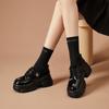 Mocasines de Plataforma con Suela Gruesa para Mujer, Nuevo Estilo Otoño 2026, Zapatos de Cuero Estilo Británico Negro que Aumentan la Altura para Commuter