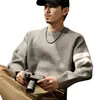 Suéter de punto de bloque de color estilo americano para primavera, cuello redondo, moderno, versátil, nueva prenda de punto casual para hombre, corte holgado