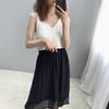 Jiawei Color Puro Cuello en V Tirante Corto Elegante Ropa Exterior Chaleco Elegante con Top Casual B9853