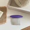 Pente com Franja para Arrumar Cabelos Quebrados, Grampo de Acetato para Mulheres, Pente Invertido para a Nuca, Acessório de Cabelo para Outono e Inverno