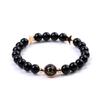 Pulseira Transfronteiriça Nova de Areia Azul 10mm Doze Constelações para Homens e Mulheres Nova Pedra Preta Brilhante Lua Estrela Contas Mão