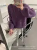Suéter de tricô verde gola redonda estilo preguiçoso feminino outono e inverno novo coreano solto afina o corpo macio pegajoso suéter de puxar top versátil