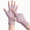 Guantes de Protección Solar para Hombres y Mujeres Delgados de Seda de Hielo Transpirables para Conducir, Montar, Pescar, Medio Dedo para Recoger Té, Arte de Uñas, Anti-Fugas 25 Dedos
