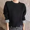 Exportación Coreana 2025 Otoño e Invierno Nuevo Estilo Estilo Elegante Puños Desiguales con Flecos Jersey de Rayas Ensambladas para Mujer