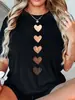 Camiseta Impresa con Forma de Corazón de Manga Corta con Cuello Redondo Casual Ropa para Mujer Primavera y Verano