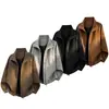 Transfronterizo Otoño 2026 Nueva Chaqueta de Cuero PU Tie-Dye Cuello Alto Chaqueta de Cuero para Hombre Retro Americano Chaqueta de Cuero para Hombre